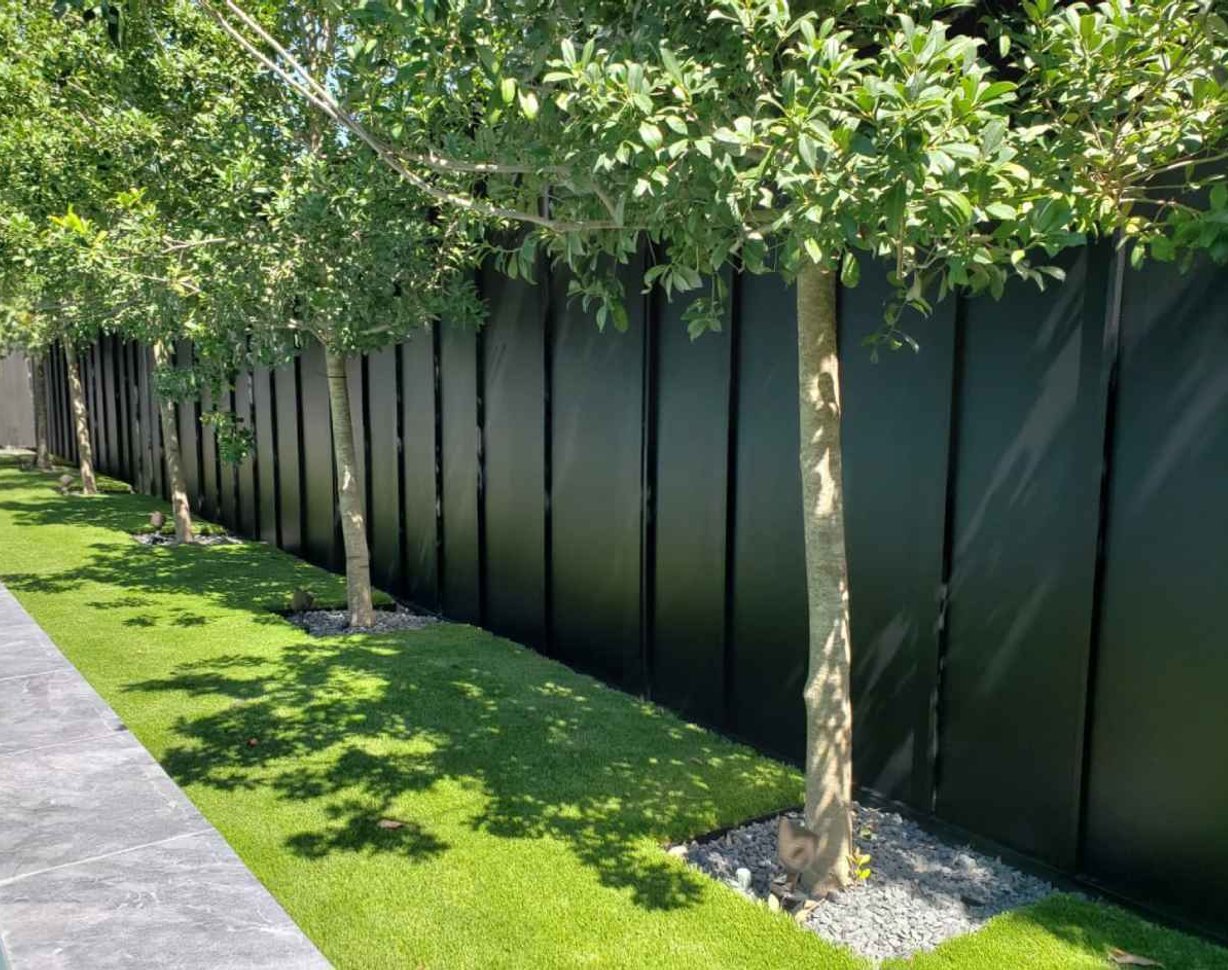 backyard revamp with trees and a new fence