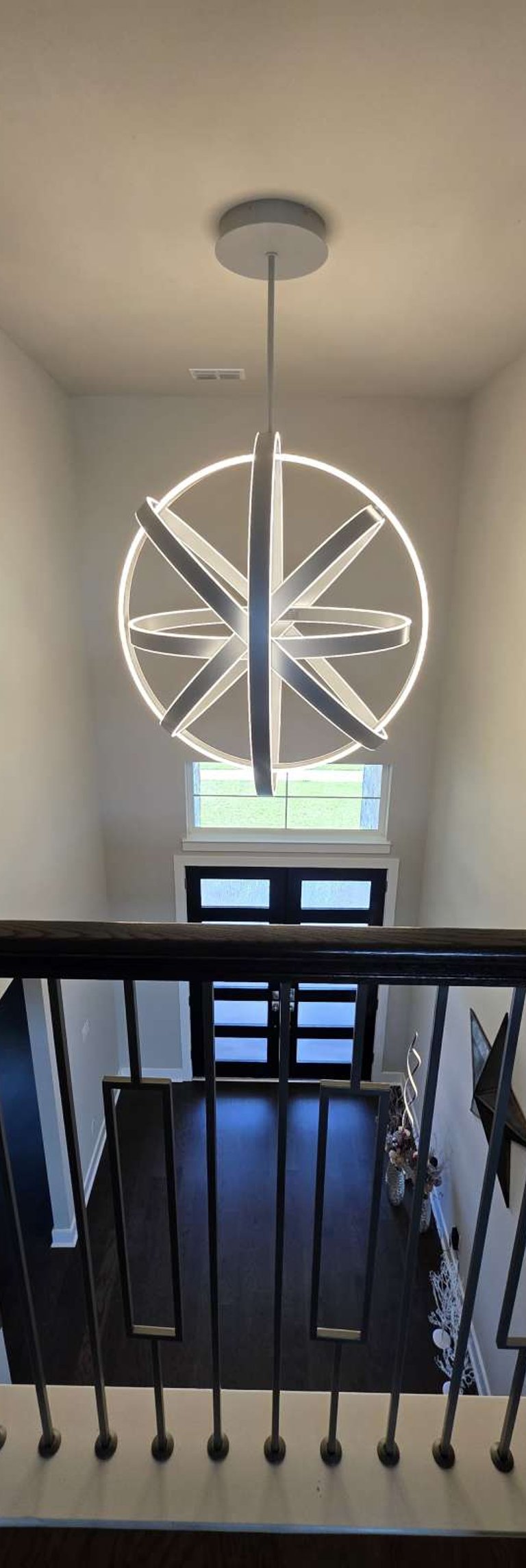 newly hung chandelier